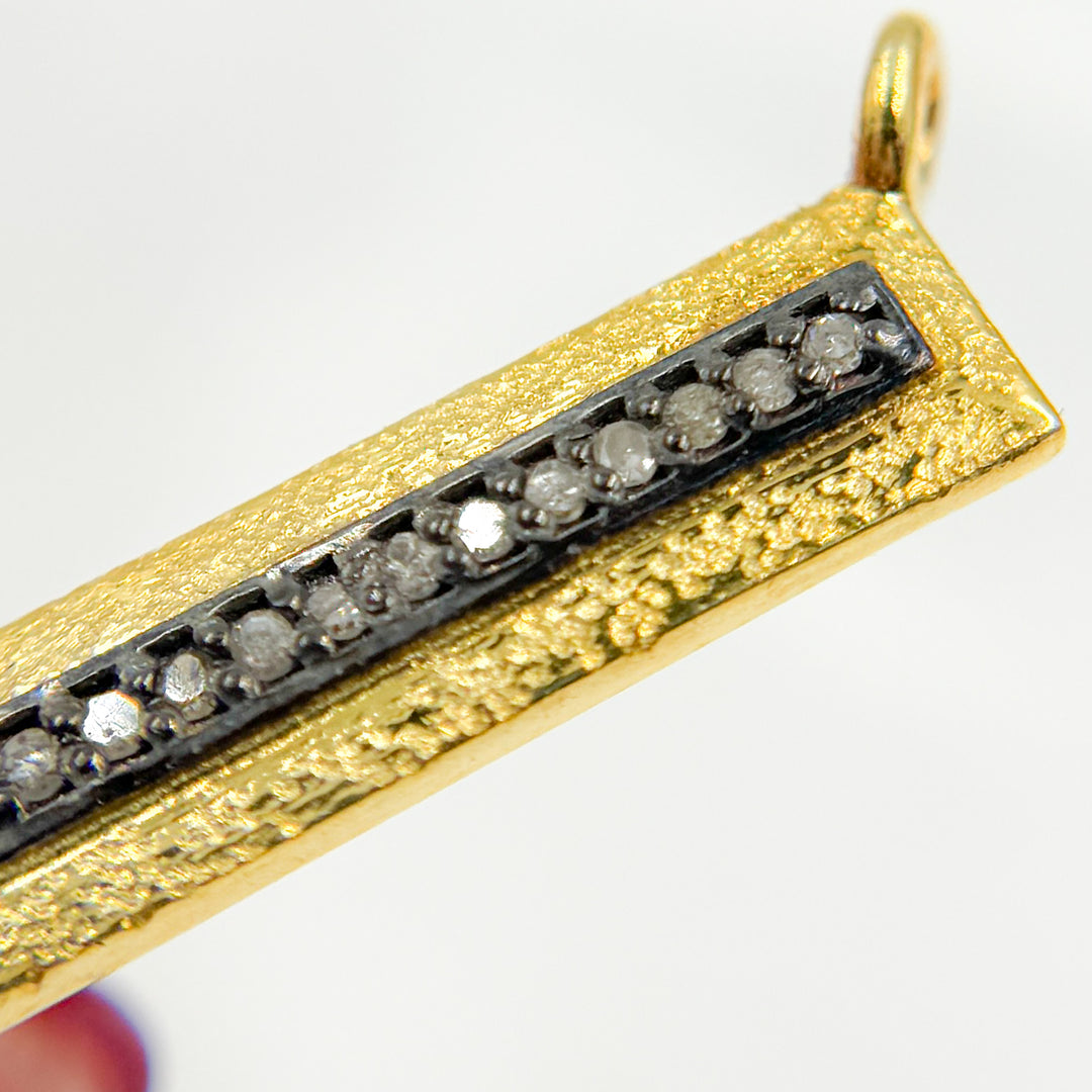 DC222. Diamond Sterling Silver Rectangle Pendant