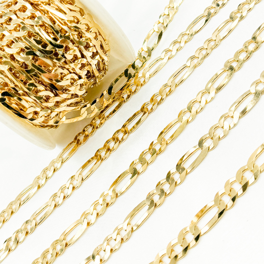 Y85GP. Gold Plated 925 Sterling Silver Flat Figaro Chain