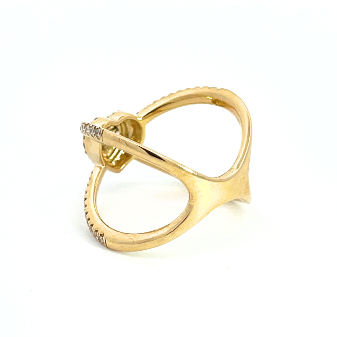 14K Solid Gold Diamond Cross Heart Ring.