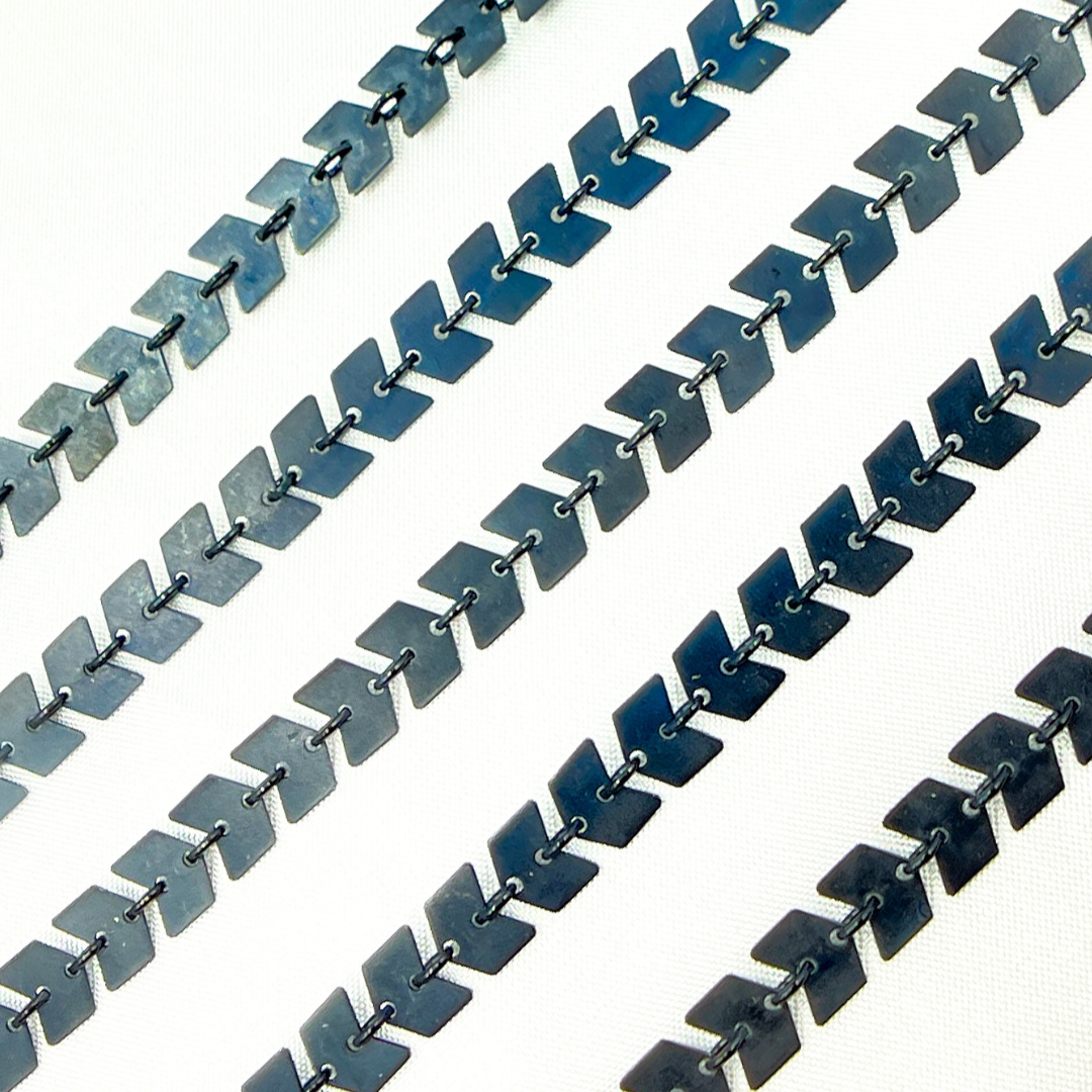 Black Rhodium 925 Sterling Silver Mat Geometric Shape Chain. X6BR