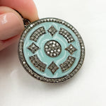 Load image into Gallery viewer, DP440A. Diamond Sterling Silver Round Enamel Pendant
