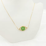 Load image into Gallery viewer, 14K Solid Gold Diamond and Emerald Eye Necklace. CN96322EM
