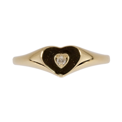 Yellow Gold Diamond Heart Ring