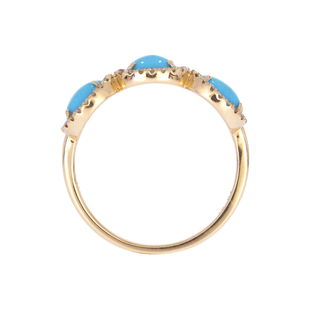 CR97069TQ6X4. 14k Solid Gold Diamond and Turquoise Ring