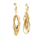 Load image into Gallery viewer, 15850023044. 14K Solid Gold Twist Triple Oval Hollow Dangle Earrings
