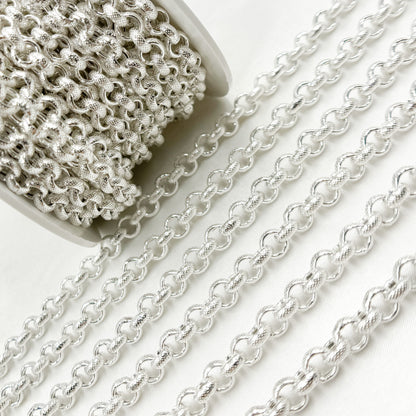 Sterling Silver Textured Rolo Chains