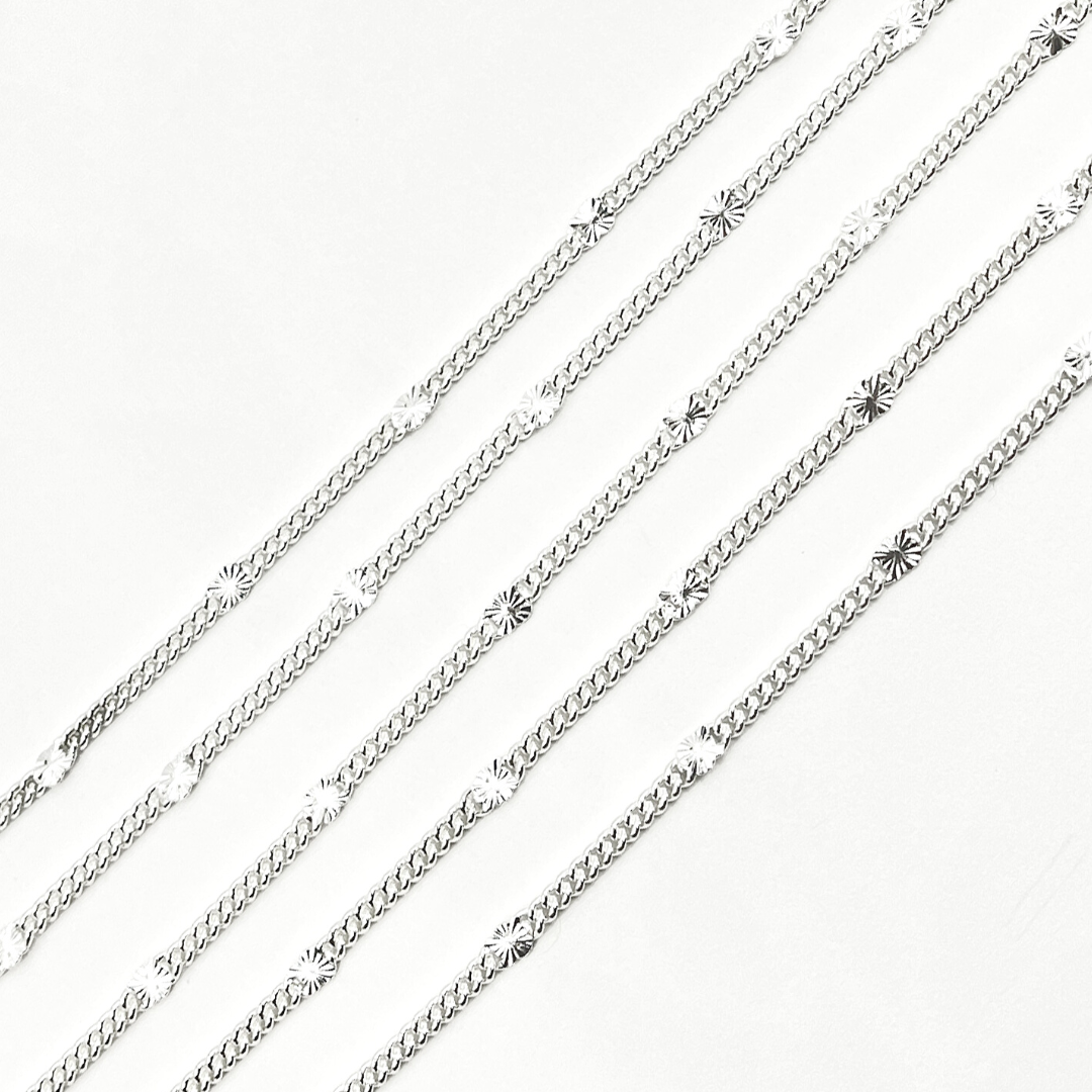 925 Sterling Silver Curb Chain with Diamond Cut Link. 67S7SS