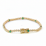 Load image into Gallery viewer, BTL65393EM. 14k Solid Gold Diamond and Gemstone Tennis Bracelet