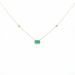 Load image into Gallery viewer, NT407401. 14K Solid Gold Rectangular Turquoise Fancy Tiny Necklace