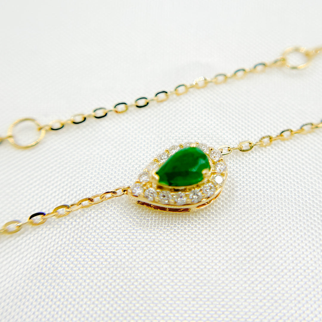 14K Solid Gold Diamond and Gemstone Necklace. NT404520