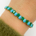 Load image into Gallery viewer, CB97133TQ6X4. 14k Solid Gold Turquoise Tennis Bracelet