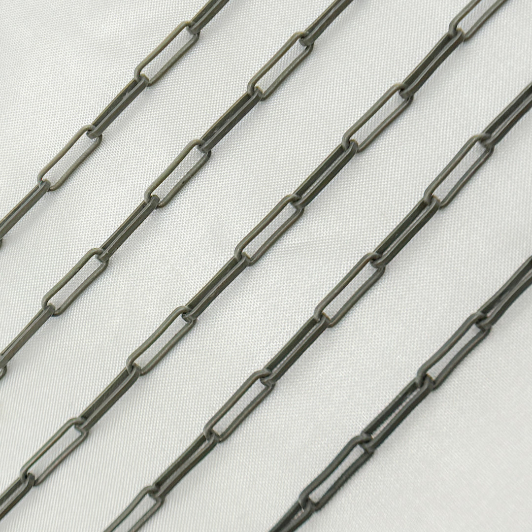 Oxidized 925 Sterling Silver Flat Paperclip Chain. V128BRM