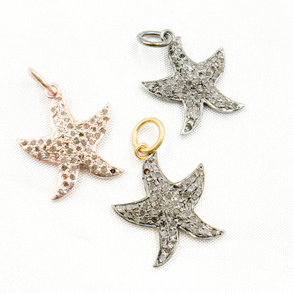 Diamond Sterling Silver Starfish Pendant