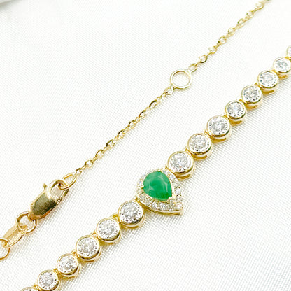 NK401328. 14K Solid Gold Diamond and Gemstone Necklace