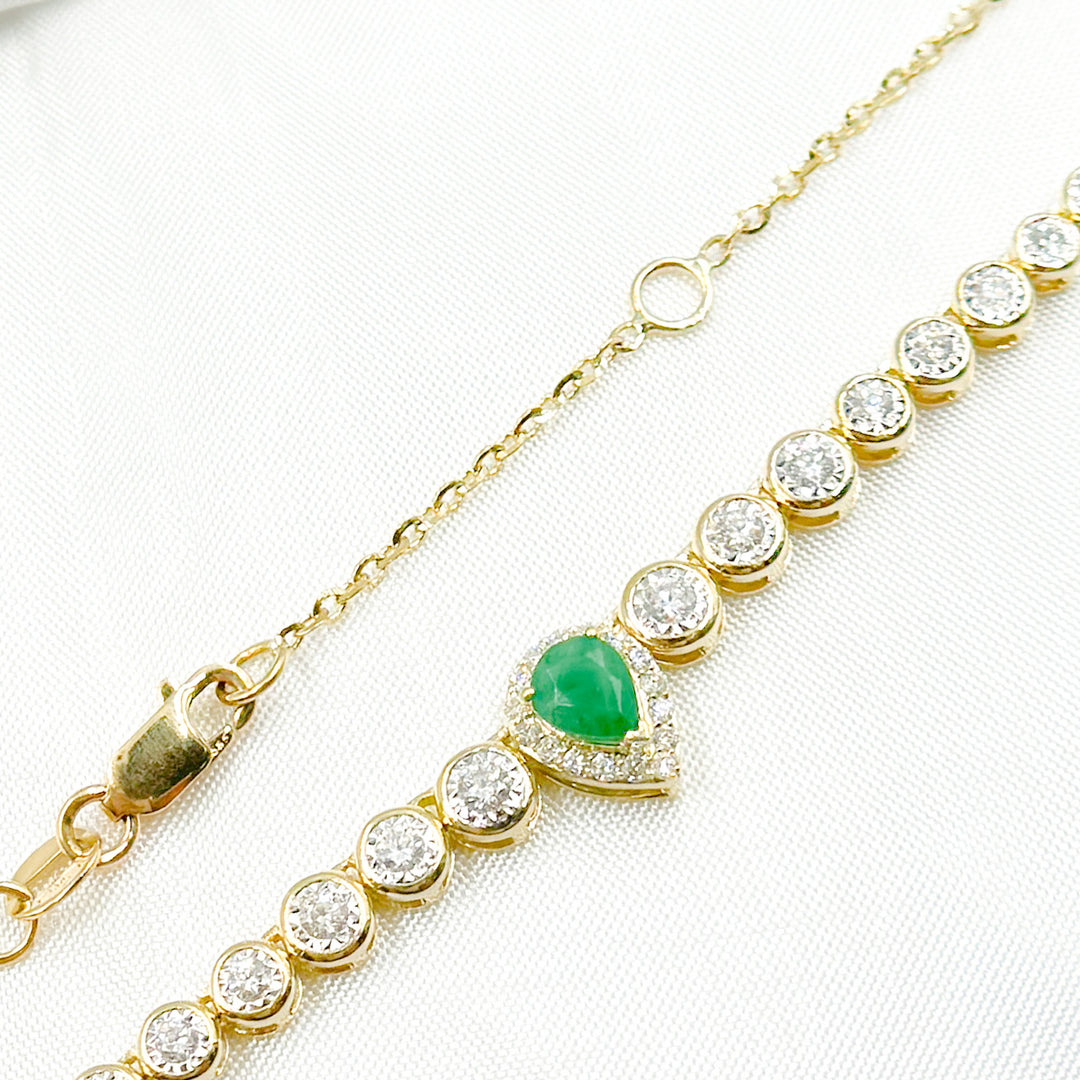 14K Solid Gold Diamond and Gemstone Necklace. NK401328