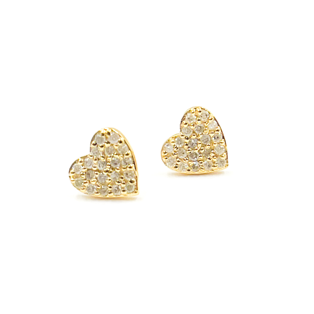 14K Gold and Diamonds Heart Earrings. GDT03