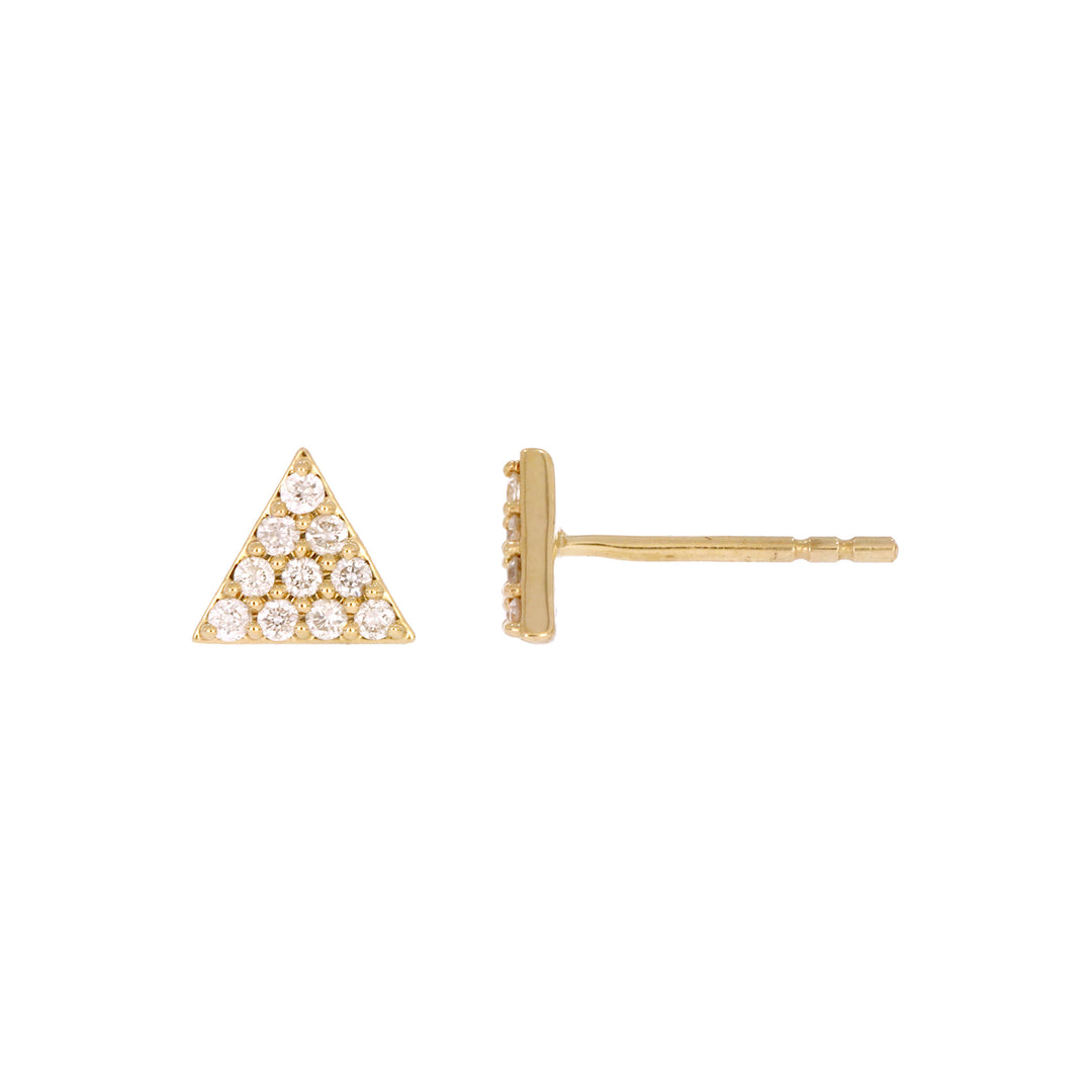 EFC54162. 14K Solid Gold and Diamonds Triangle Studs