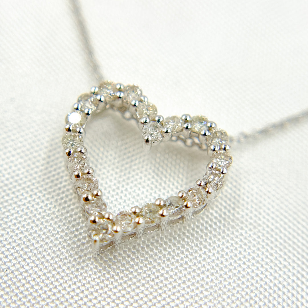 14K Solid Gold Diamond Heart Shape Necklace. TJ0006