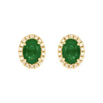 Load image into Gallery viewer, CE97161EM7X5. 14k Solid Gold Diamond and Emerald Stud Earrings