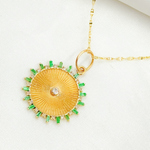 Load image into Gallery viewer, 14K Solid Gold Diamond Circle Charm with Gemstone. GDP449
