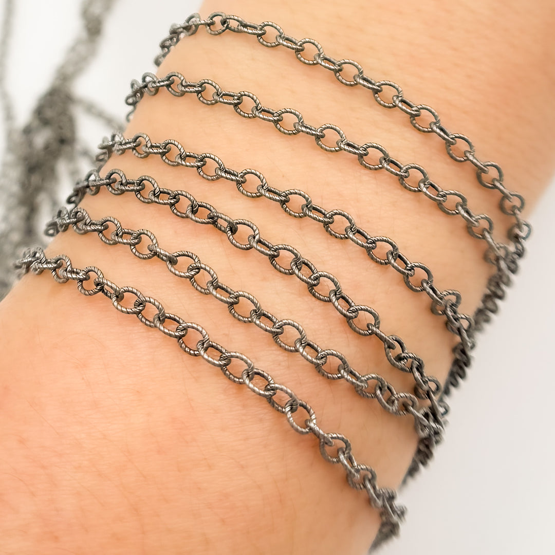 2510TWOX. Oxidized Sterling Silver Twisted Cable Link Chain