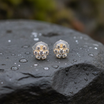 Load image into Gallery viewer, EFE52673Y. 14k Solid Gold Diamond Flower Stud Earrings