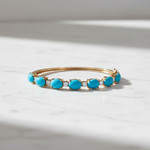 Load image into Gallery viewer, CB97360TQ8X6. 18K Solid Gold Diamond &amp; Turquoise Bangle