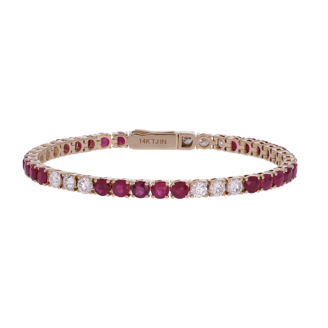 CB97388-3.5. 14k Solid Gold Diamond and Gemstone Tennis Bracelet
