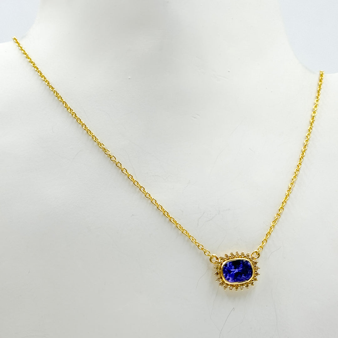 14K Solid Gold Diamond and Gemstone Necklace. GDP587