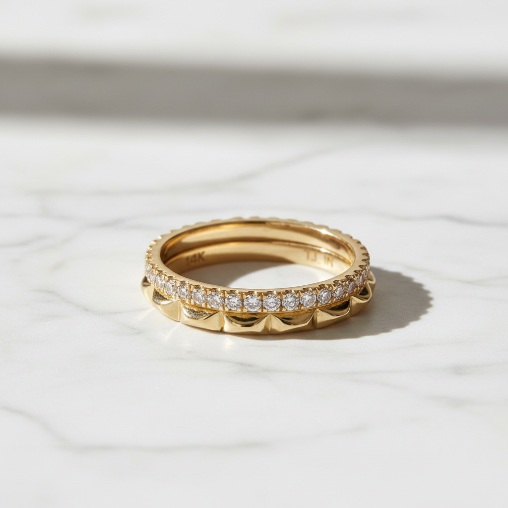 RAE02564. 14K Solid Gold Diamond Band Ring