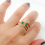 Load image into Gallery viewer, 14k Solid Gold Diamond and Emerald Ring. CR96332EM4X3
