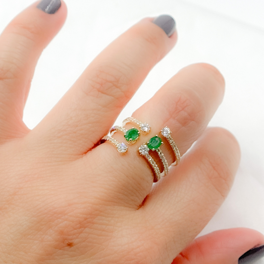 14k Solid Gold Diamond and Emerald Ring.