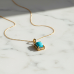 Load image into Gallery viewer, CMD00365TQ8X6. 14K Solid Gold Rectangular-Shaped Turquoise and Diamond Charm