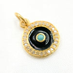 Load image into Gallery viewer, DC020A. Diamond Sterling Silver Round Enamel Charm with Gemstone
