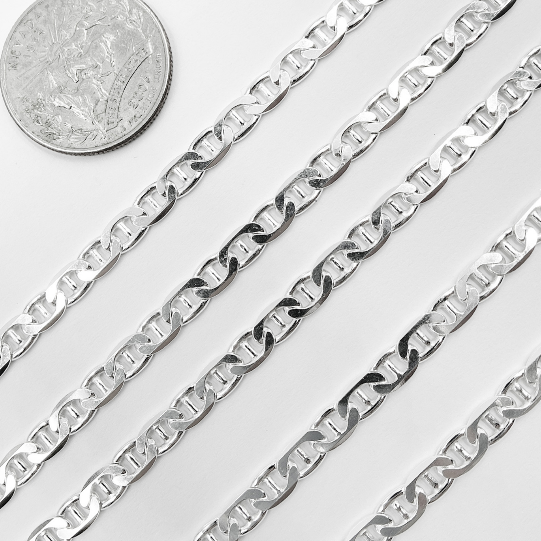 925 Sterling Silver Flat Marina Link Chain. Y77SS