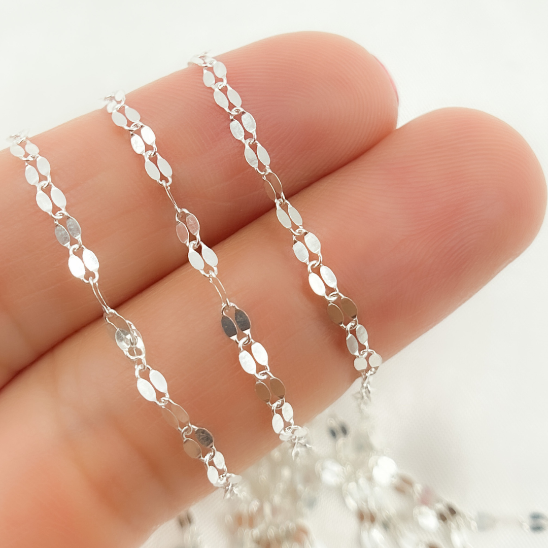 V197SS. Sterling Silver Flat Marina Link Chain