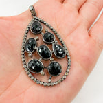 Load image into Gallery viewer, DSP20. Diamond Sterling Silver Black Rhodium Black Spinel Drop Pendant
