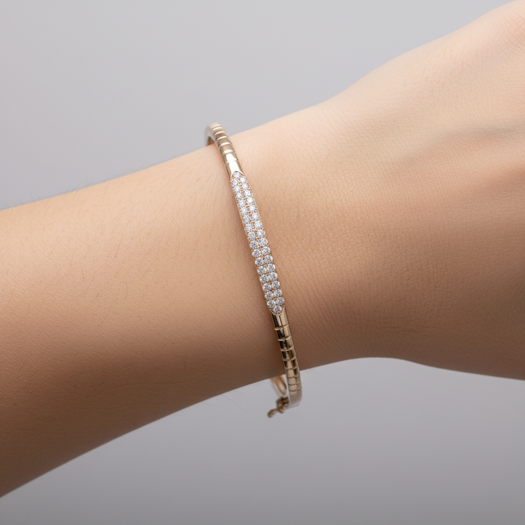 BNH68681. 14K Solid Gold Diamond Bangle