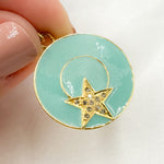 Load image into Gallery viewer, DP712A. Diamond Sterling Silver Round Star Enamel Pendant
