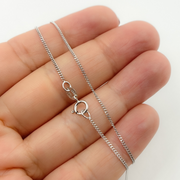 14K Solid White Gold Curb Chains