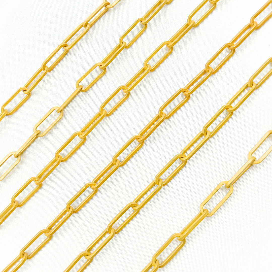 Gold Plated Matt 925 Sterling Flat Paperclip Link Chain. V11GPM