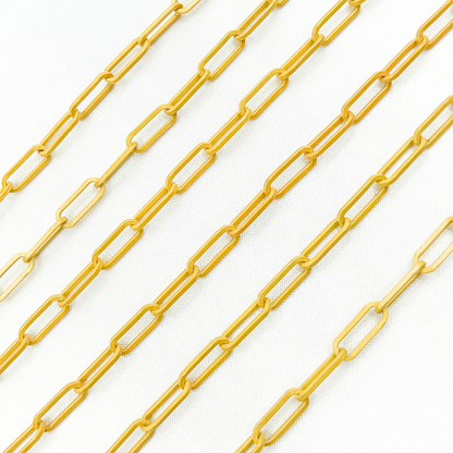 Gold Plated Matt 925 Sterling Flat Paperclip Link Chain
