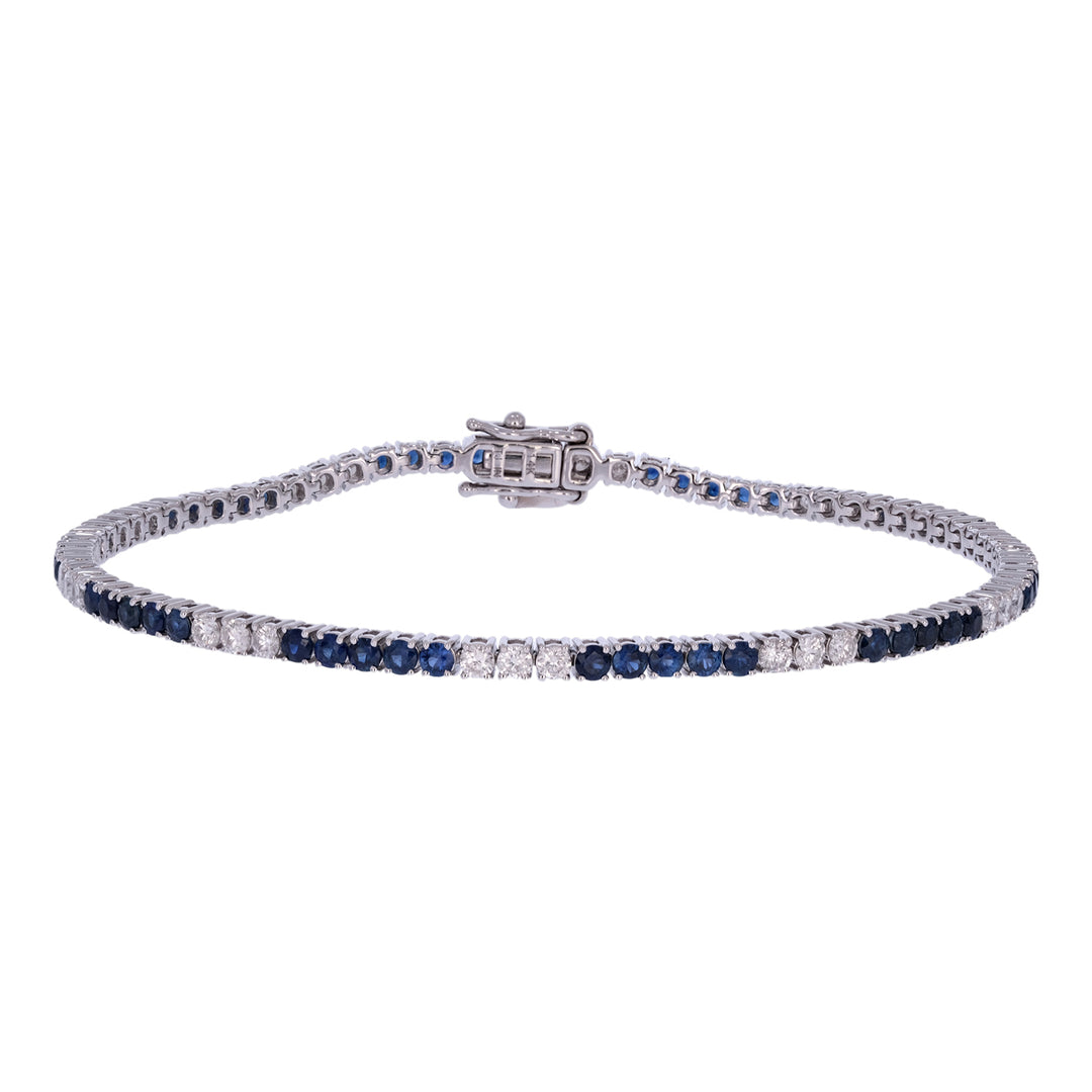 CB97388-2. 14k Solid Gold Diamond and Gemstone Tennis Bracelet