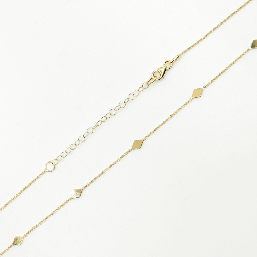 NK/BR5085. 14k Solid Yellow Gold Rhomb Link Necklace