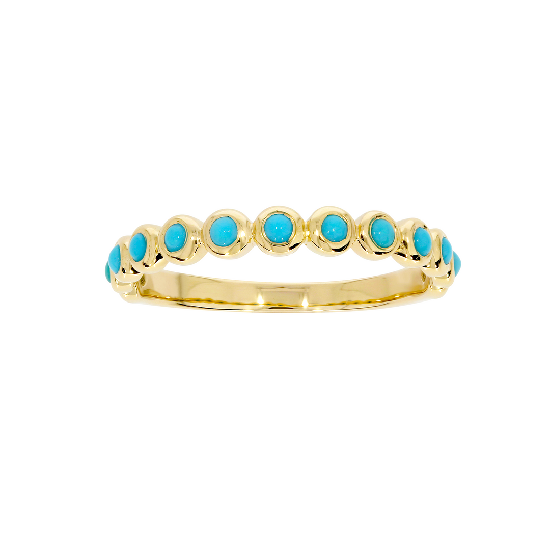 RAG01083TQ. 14K Solid Gold Turquoise Band Ring