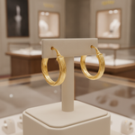 Load image into Gallery viewer, 15850024626. 14K Solid Gold Textured Hollow Hoop Earrings