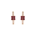 Load image into Gallery viewer, EHC57662. 14K Solid Gold Floral Diamond &amp; Gemstone Hoop Earrings
