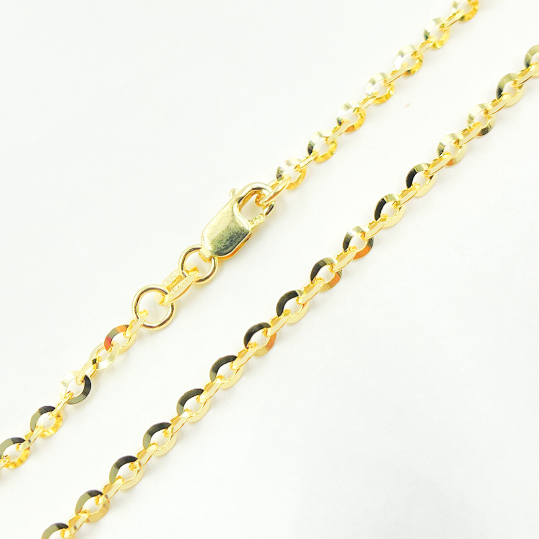 060R08BFL4L024. 14K Solid Gold Flat Cable Chain