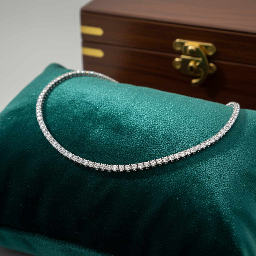 NFP71363. 14K Solid Gold Diamond Tennis Necklace