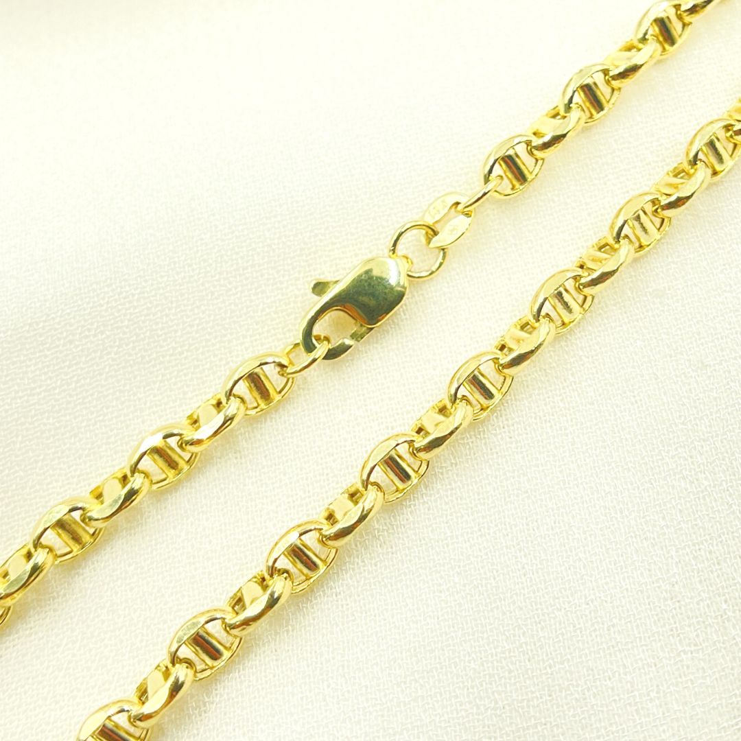 14K53Bracelet 14K Solid Yellow Gold Diamond Cut Marina Style Link Bracelet